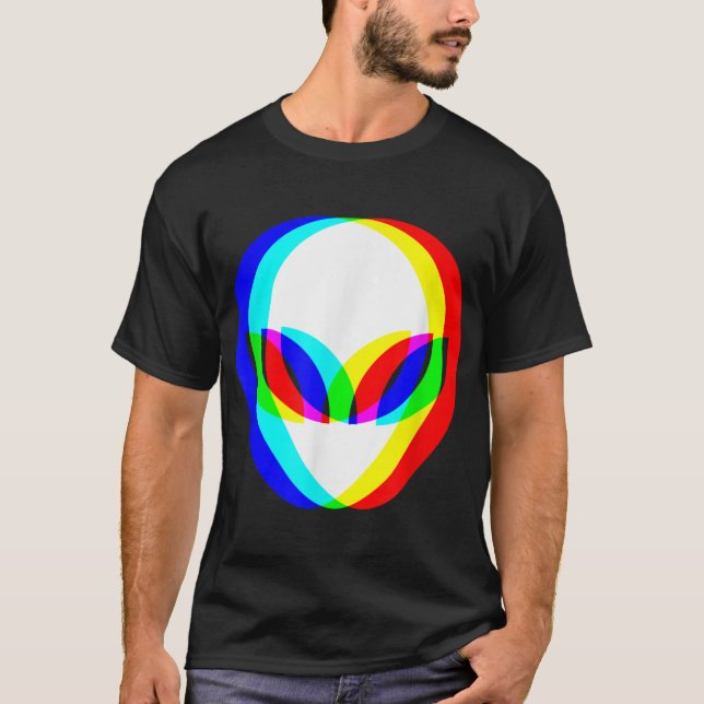 Camiseta Cabeza Alien Trippy Vaporwave Techno Rave EDM Musi (Anverso)