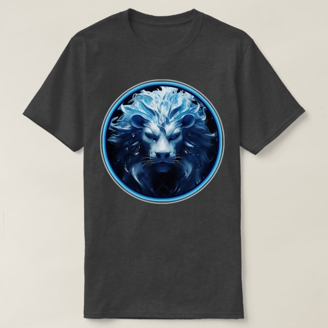 Camiseta Cabeza azul de leones 3D (Diseño del anverso)