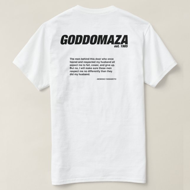 CAMISETA CABEZA CLÁSICA GODDOMAZA CON CITA MOMOKO (Reverso del diseño)