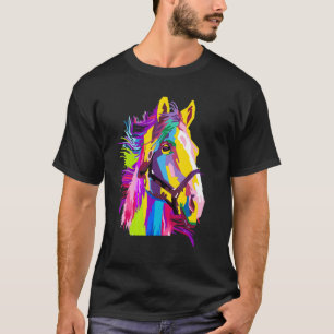 Camiseta Cabeza Colorida de Caballo Estilo Pop