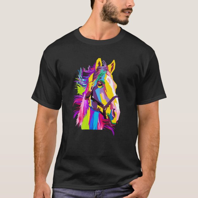 Camiseta Cabeza Colorida de Caballo Estilo Pop (Anverso)