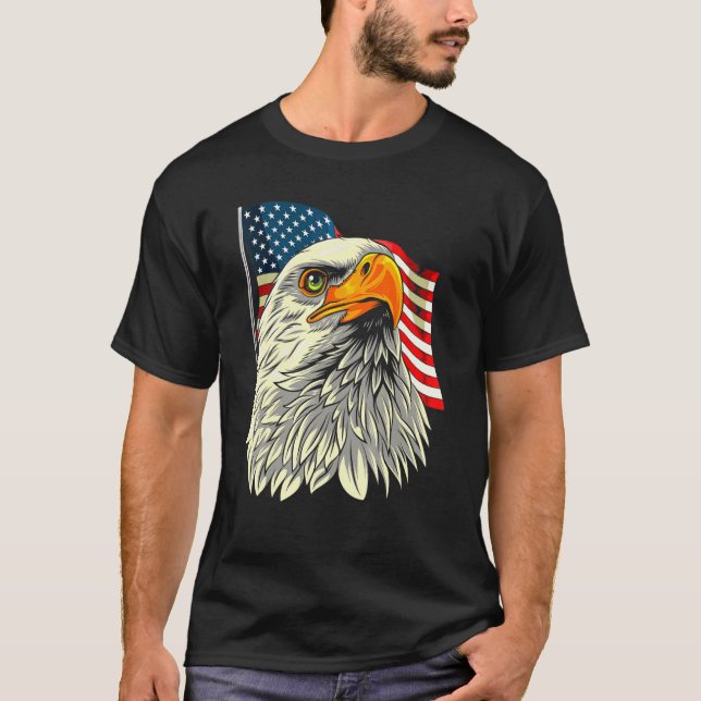 Camiseta Cabeza De Águila Calva Con Estrellas Y Bandera De  (Anverso)