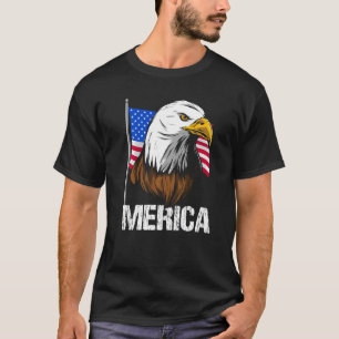 Camiseta Cabeza De Águila Calva Y Cara Bandera Estadouniden