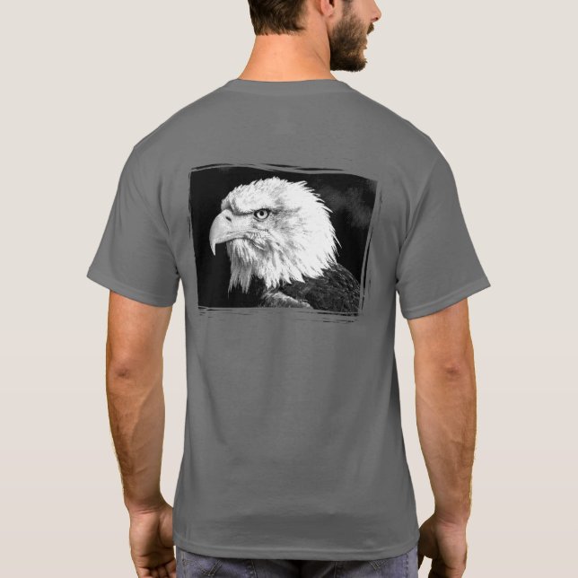 Camiseta Cabeza de águila Plantilla gris oscuro moderna (Reverso)