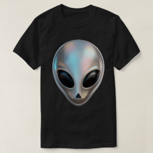Camiseta Cabeza de Alien Cromado Metálico Retro Y2K Ciencia