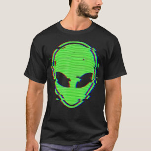 Camiseta Cabeza de Alien Verde Glitch Trippy Vaporwave Tech