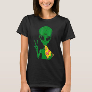Camiseta Cabeza de alienígena comiendo pizza Ovni extraterr