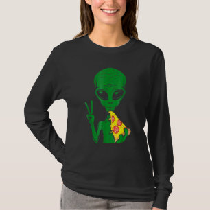 Camiseta Cabeza de alienígena comiendo pizza Ovni extraterr