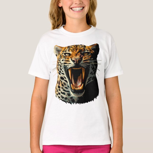 Camiseta Cabeza de ataque ruidosa de leopardo (Anverso)