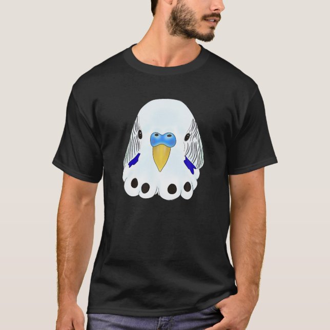 Camiseta Cabeza De Budgie - Cabeza De Parakeet Blanca Y Azu (Anverso)