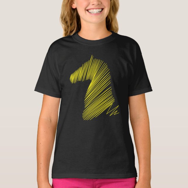 Camiseta Cabeza de caballo abstracta - Tee de arte de línea (Anverso)