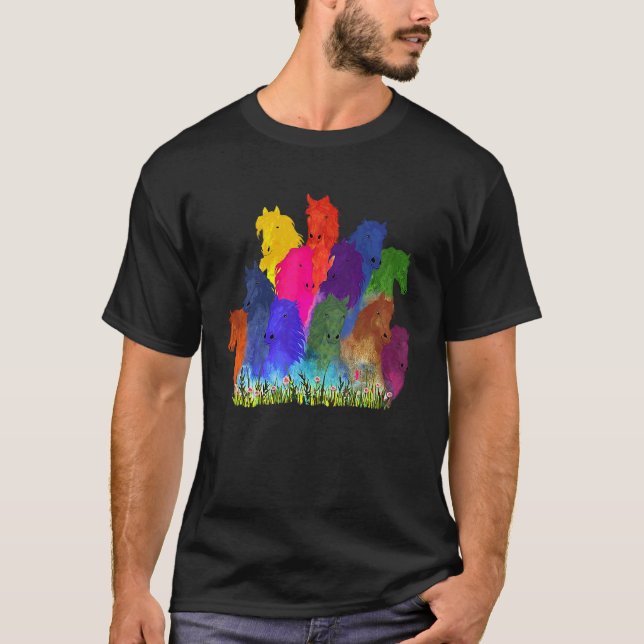 Camiseta Cabeza de caballo acuarela Ecuestres (Anverso)