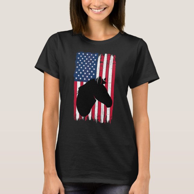 Camiseta Cabeza De Caballo Animal Silhouette Bandera Estado (Anverso)