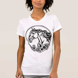 Camiseta Cabeza de caballo con flores