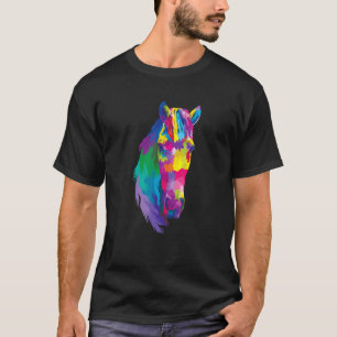 Camiseta Cabeza de caballo de arcoíris Caballo ecuestre col