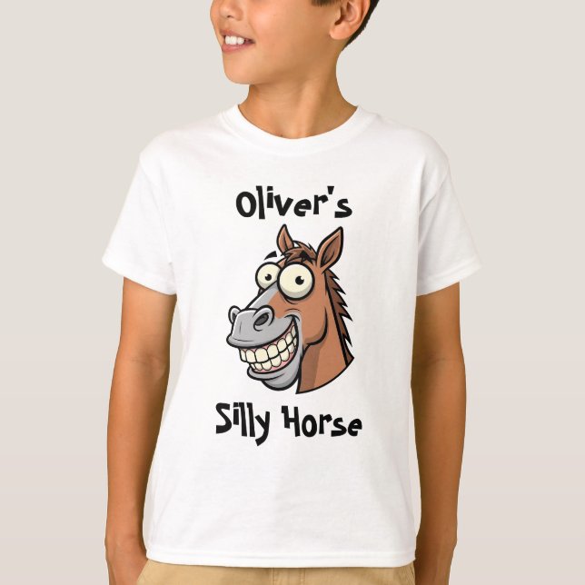 Camiseta Cabeza de caballo de dibujos animados divertida co (Anverso)