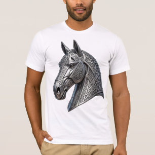 Camiseta Cabeza de caballo de plata céltica majestuosa con 