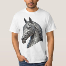 Cabeza de caballo de plata céltica majestuosa con 