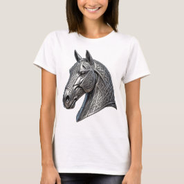 Camiseta Cabeza de caballo de plata céltica majestuosa con