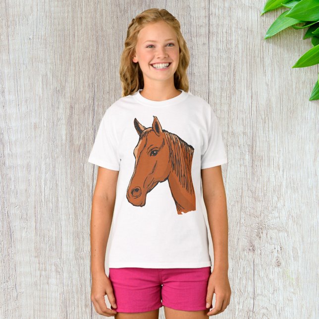 Camiseta Cabeza de caballo Marrón Granja Animal (Subido por el creador)