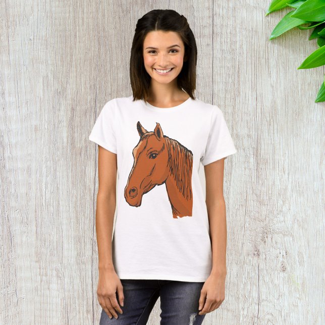 Camiseta Cabeza de caballo Marrón Granja Animal (Subido por el creador)
