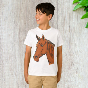 Camiseta Cabeza de caballo Marrón Granja Animal