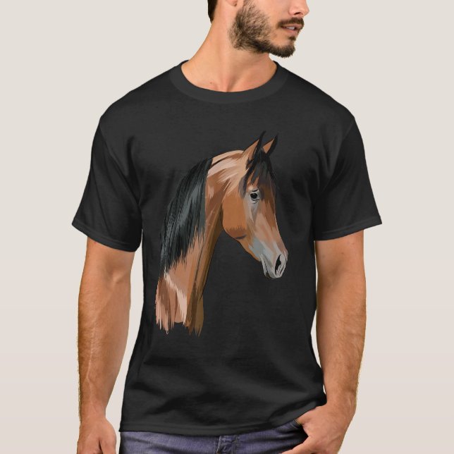 Camiseta Cabeza de Cabeza de Caballo Acuarela Hombres Ecues (Anverso)