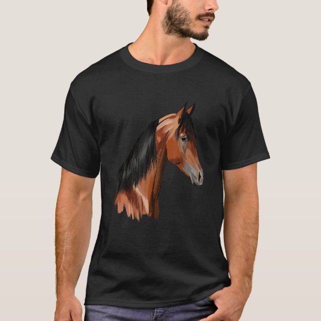Camiseta Cabeza de Cabeza de Caballo Acuarela Hombres Ecues (Anverso)