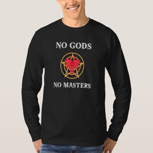Camiseta Cabeza de Cabra Baphomet Demonio Pluma Sin Dios Si (Anverso)
