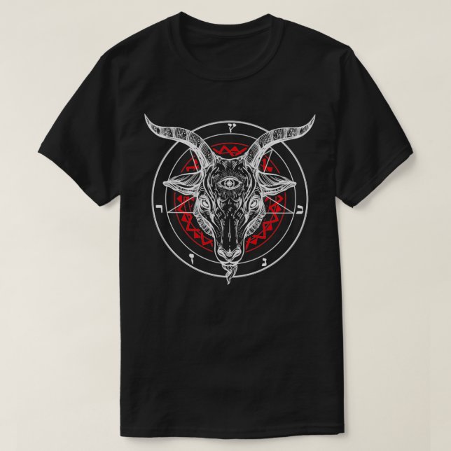 Camiseta Cabeza de cabra satánica Baphomet Lucifer Occult P (Diseño del anverso)