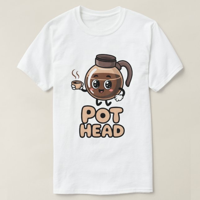 Camiseta Cabeza de Cafetera Diseño Adorable Kawaii Café Reg (Diseño del anverso)