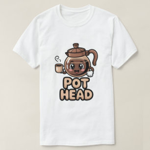 Camiseta Cabeza de Cafetera Diseño Adorable Kawaii Café Reg
