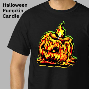 Camiseta Cabeza de calabaza de Halloween llama a la velas q