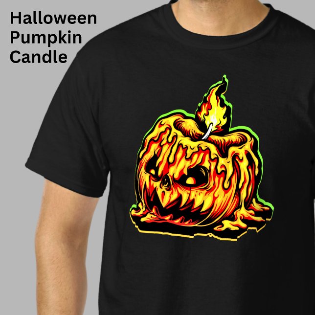 Camiseta Cabeza de calabaza de Halloween llama a la velas q (Subido por el creador)