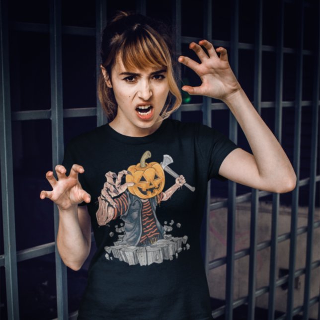 Camiseta Cabeza de calabaza Zombie Killer Halloween T-Shirt (Subido por el creador)