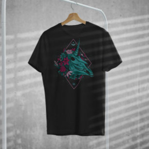 Camiseta Cabeza De Calavera De Unicornio Con Flores
