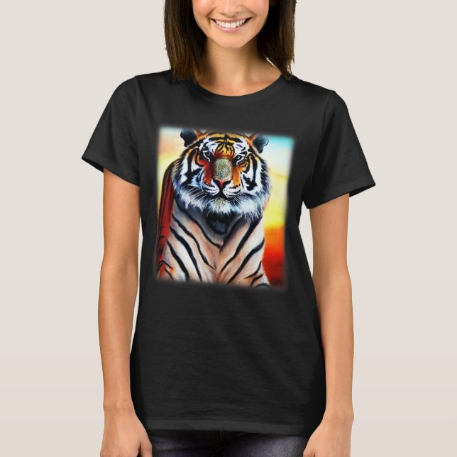 Camiseta Cabeza de cara de tigre felinos grandes impronta p (Anverso)