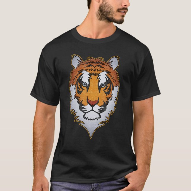 Camiseta Cabeza de cara de tigre felinos grandes impronta p (Anverso)