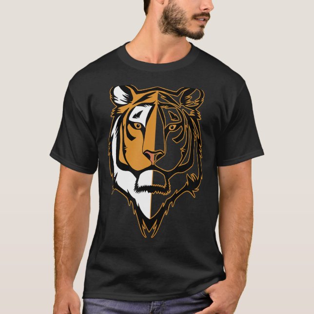 Camiseta Cabeza de cara de tigre Grandes Gatos Imprimir Mot (Anverso)