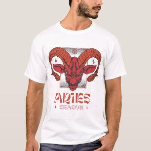 Camiseta Cabeza de carnero Aries estacional en arte de líne