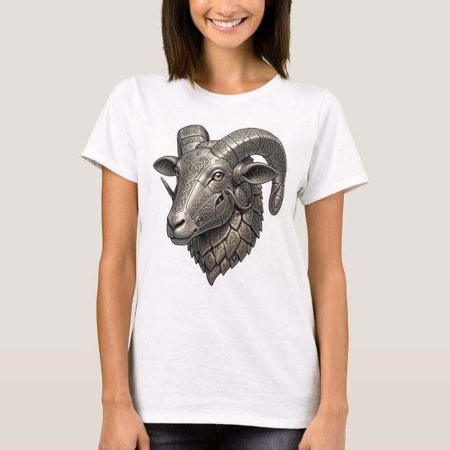 Camiseta Cabeza de carnero de plata celta poderosa con patr (Anverso)