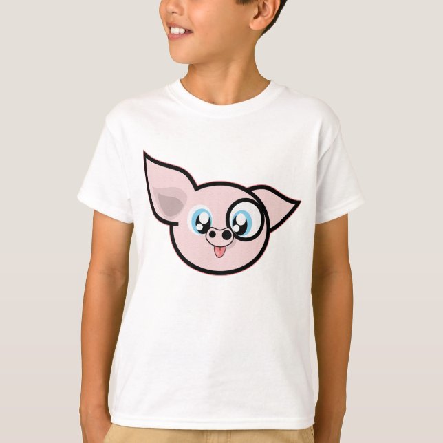 Camiseta Cabeza de Cerdo Rosa Divertida (Anverso)