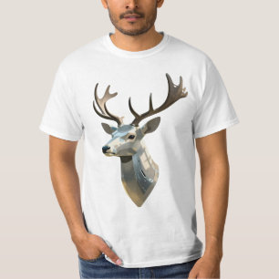 Camiseta Cabeza de Ciervo Cibernético Metálico Arte de Pare
