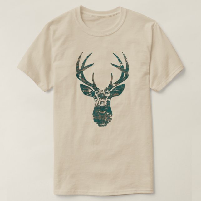 Camiseta Cabeza de ciervo con cuernos (Diseño del anverso)
