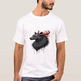 Camiseta "Cabeza de ciervo con la luna detrás - Tee gráfico