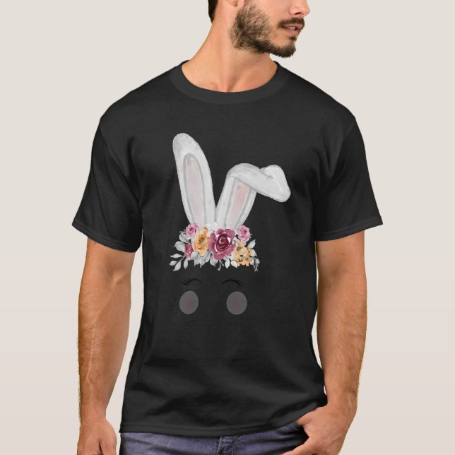 Camiseta Cabeza De Conejo Acuarela Con Flores De Conejo Cut (Anverso)