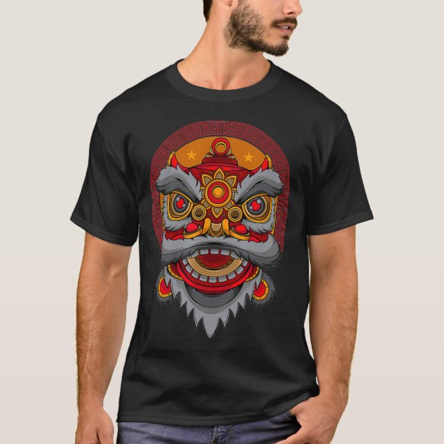 Camiseta Cabeza de danza del león Feliz Año Nuevo Chino Año (Anverso)