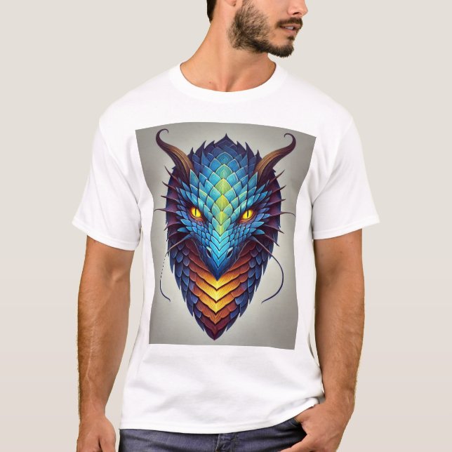 Camiseta Cabeza de dragón azul (Anverso)