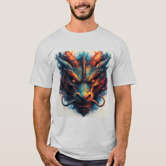Camiseta Cabeza de Dragón con Ojos Fieros (Anverso)