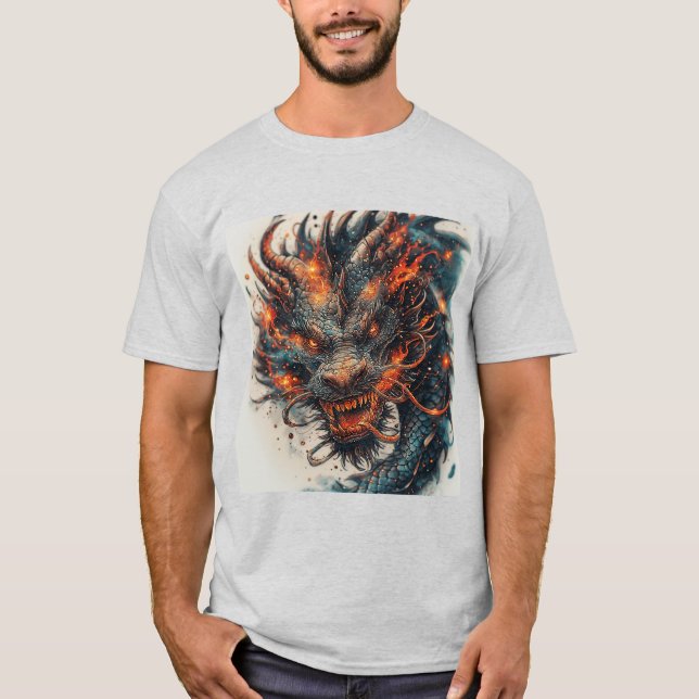 Camiseta Cabeza de Dragón con Ojos Fieros (Anverso)